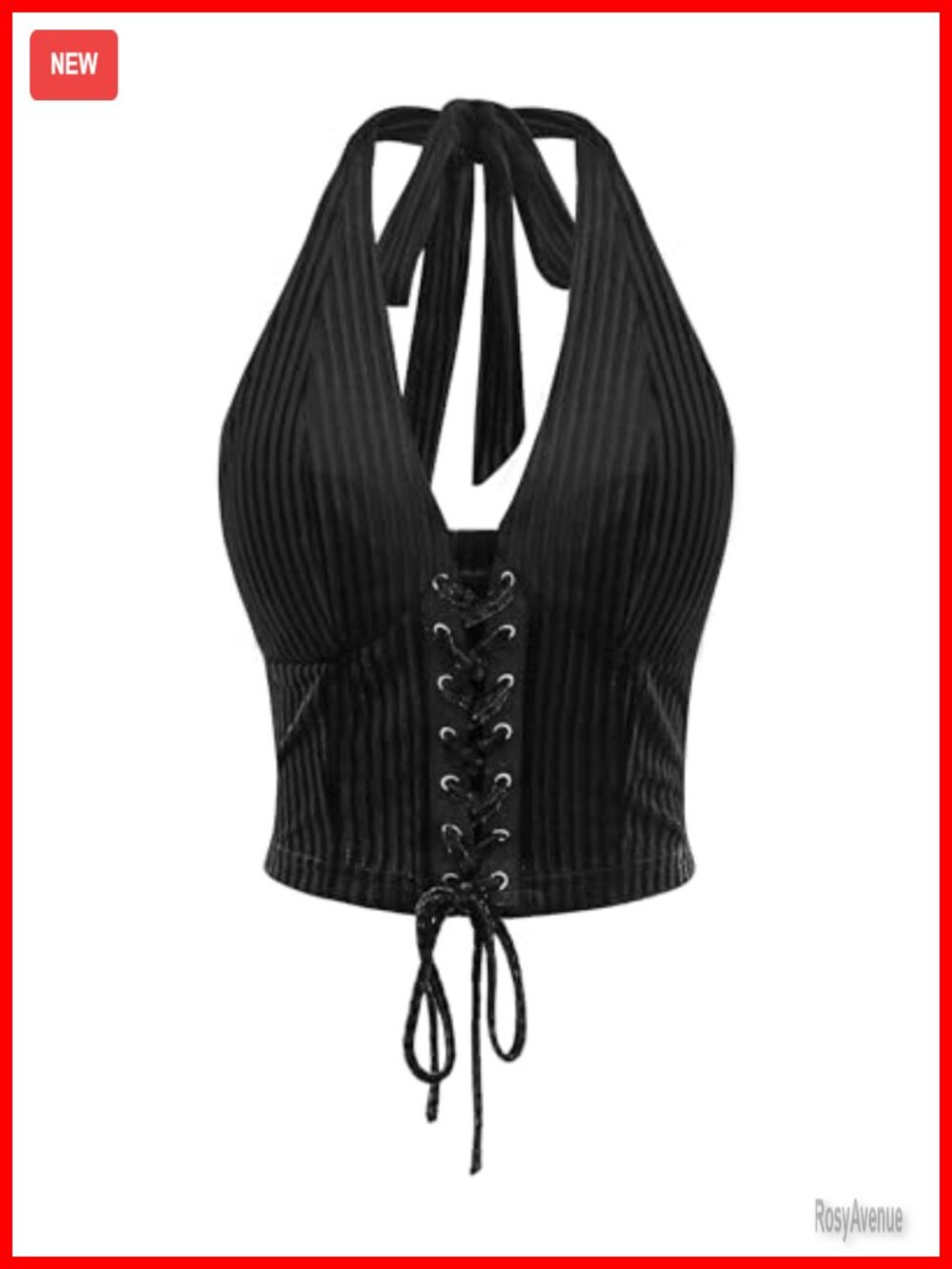 Womens Lace Up Corset Crop Top Halter Neck Backless Going Out Tank